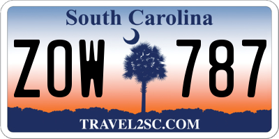 SC license plate ZOW787