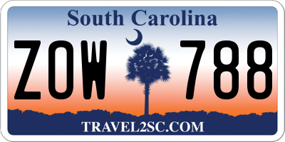 SC license plate ZOW788
