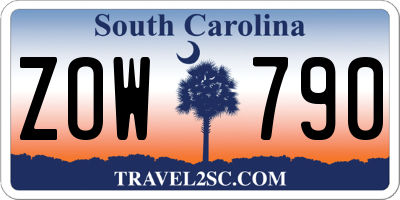 SC license plate ZOW790