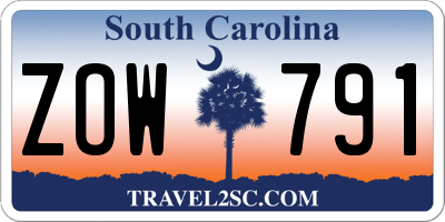SC license plate ZOW791
