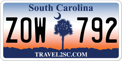 SC license plate ZOW792