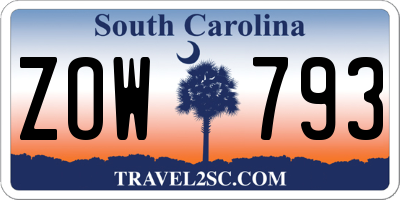 SC license plate ZOW793