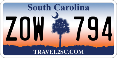 SC license plate ZOW794