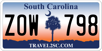 SC license plate ZOW798
