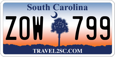 SC license plate ZOW799