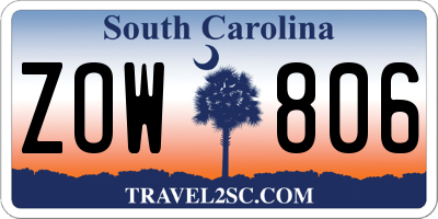 SC license plate ZOW806