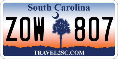 SC license plate ZOW807