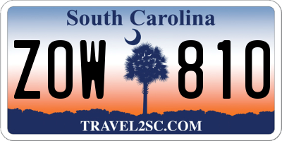 SC license plate ZOW810