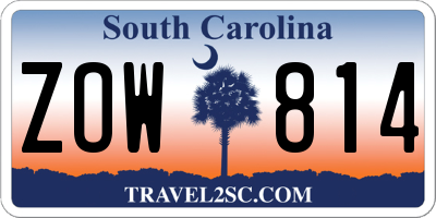 SC license plate ZOW814