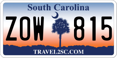 SC license plate ZOW815