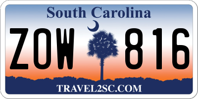 SC license plate ZOW816