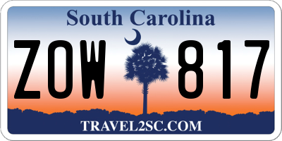SC license plate ZOW817