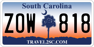 SC license plate ZOW818
