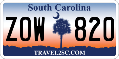 SC license plate ZOW820
