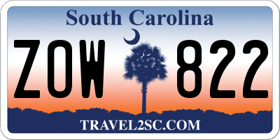 SC license plate ZOW822
