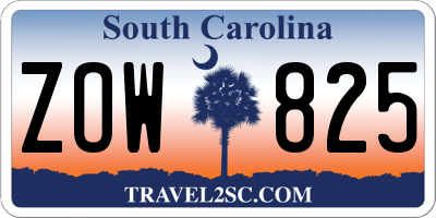 SC license plate ZOW825