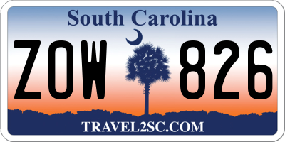 SC license plate ZOW826