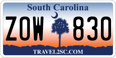 SC license plate ZOW830