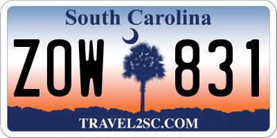 SC license plate ZOW831