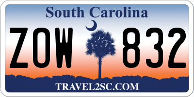 SC license plate ZOW832