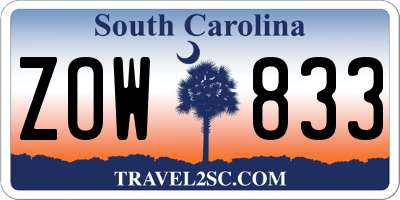 SC license plate ZOW833