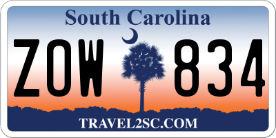 SC license plate ZOW834