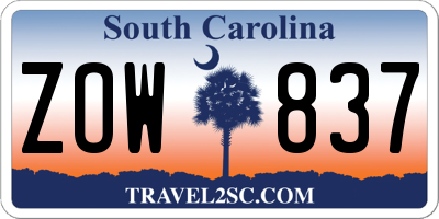 SC license plate ZOW837