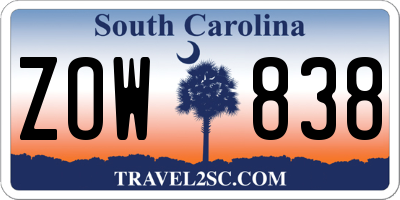 SC license plate ZOW838