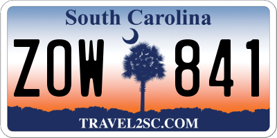 SC license plate ZOW841