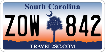 SC license plate ZOW842