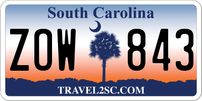 SC license plate ZOW843