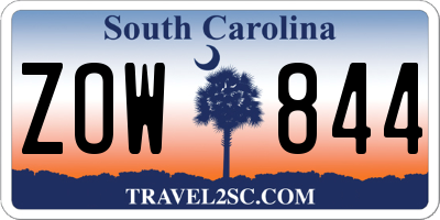 SC license plate ZOW844