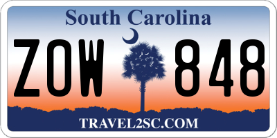 SC license plate ZOW848