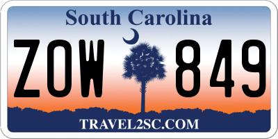 SC license plate ZOW849