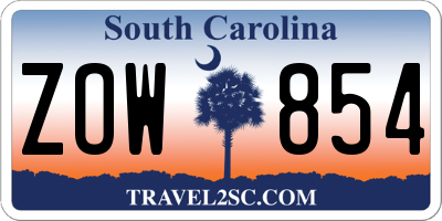 SC license plate ZOW854