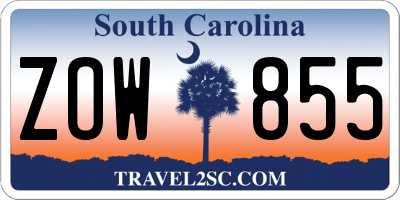 SC license plate ZOW855