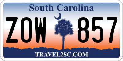 SC license plate ZOW857