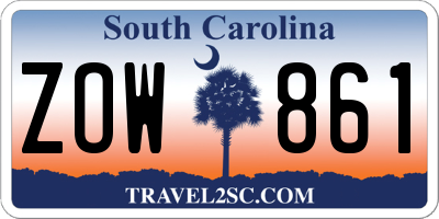 SC license plate ZOW861