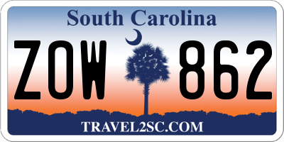 SC license plate ZOW862