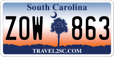 SC license plate ZOW863