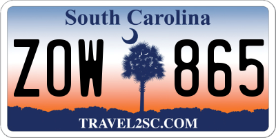 SC license plate ZOW865