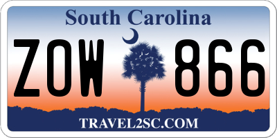 SC license plate ZOW866