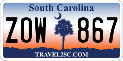 SC license plate ZOW867