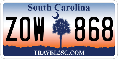 SC license plate ZOW868