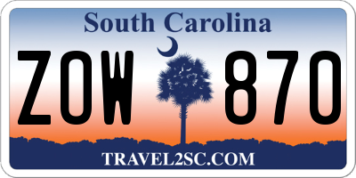 SC license plate ZOW870