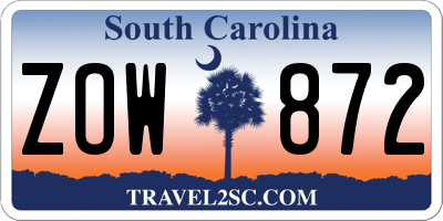 SC license plate ZOW872