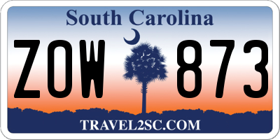SC license plate ZOW873