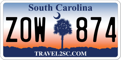 SC license plate ZOW874