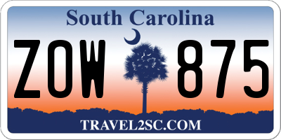 SC license plate ZOW875