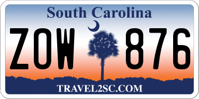 SC license plate ZOW876